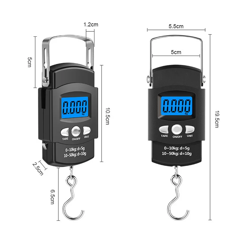 50kg/10g Portable LCD Electronic Hand Scale Travel Hanging Scale with 100cm Long Retractable Measuring Tape - Thumbnail 6