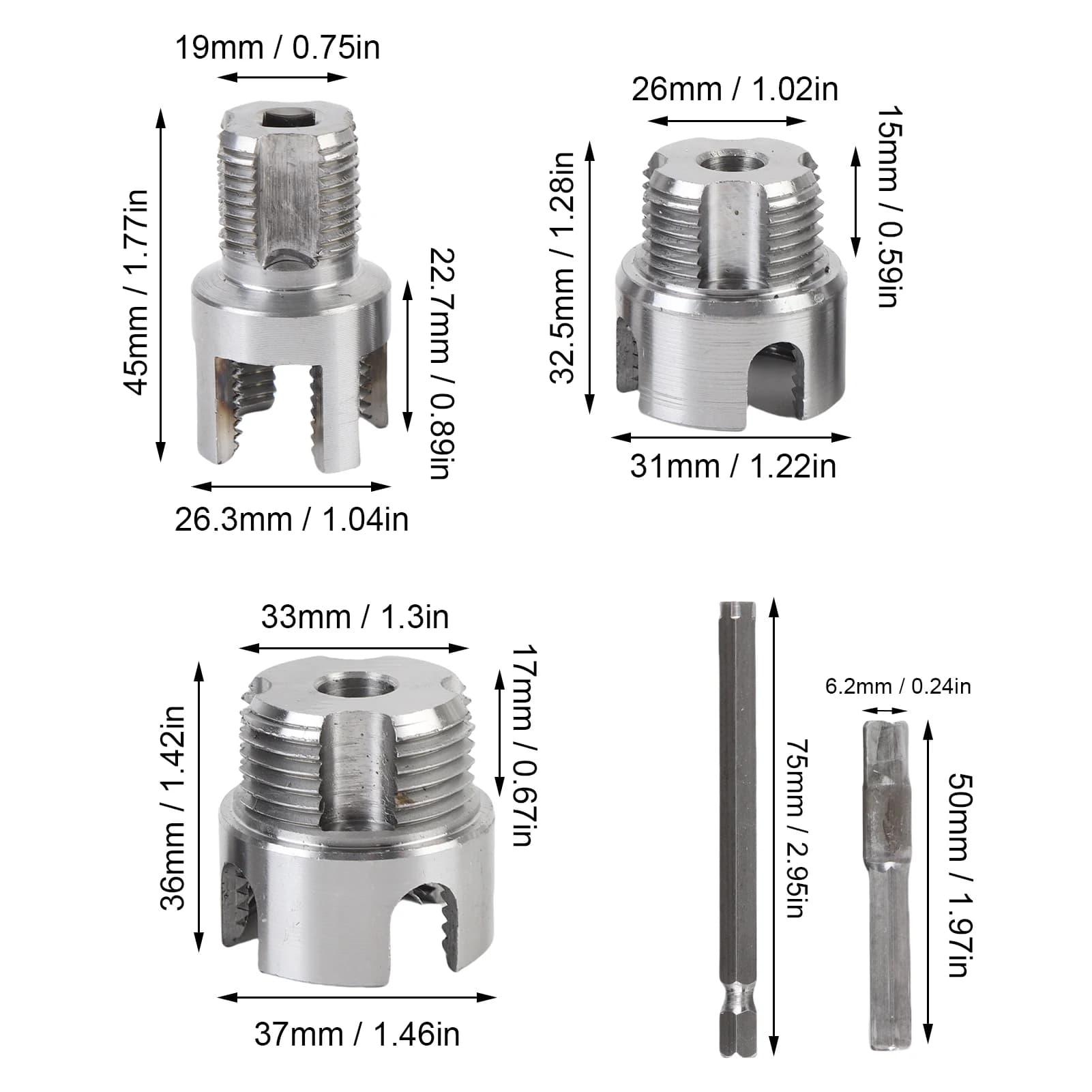 Pipe Threading Kit | 1/4 Hex Shank | G1/2, G3/4, G1 Internal & External Thread Maker - Thumbnail 5