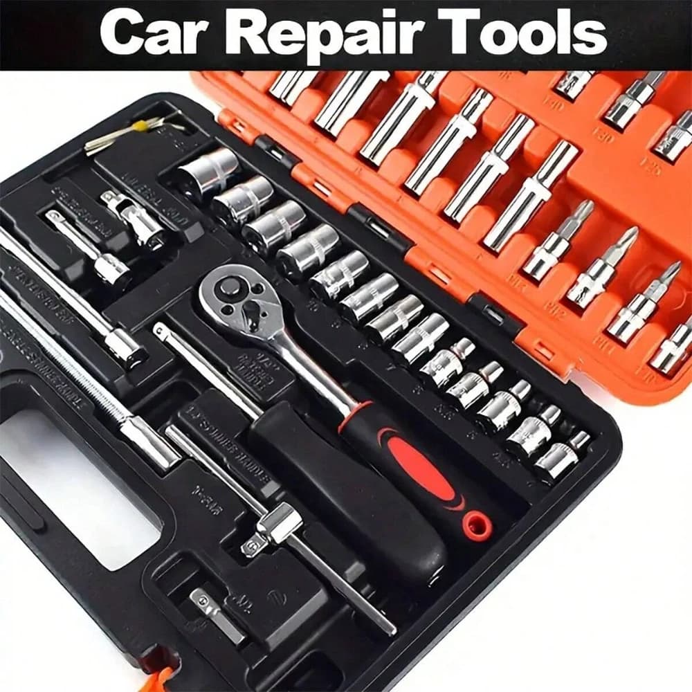 53-Piece Socket Tool Set | 1/4 Inch Drive Ratchet Wrench | Auto Repair Combination Kit - Thumbnail 5