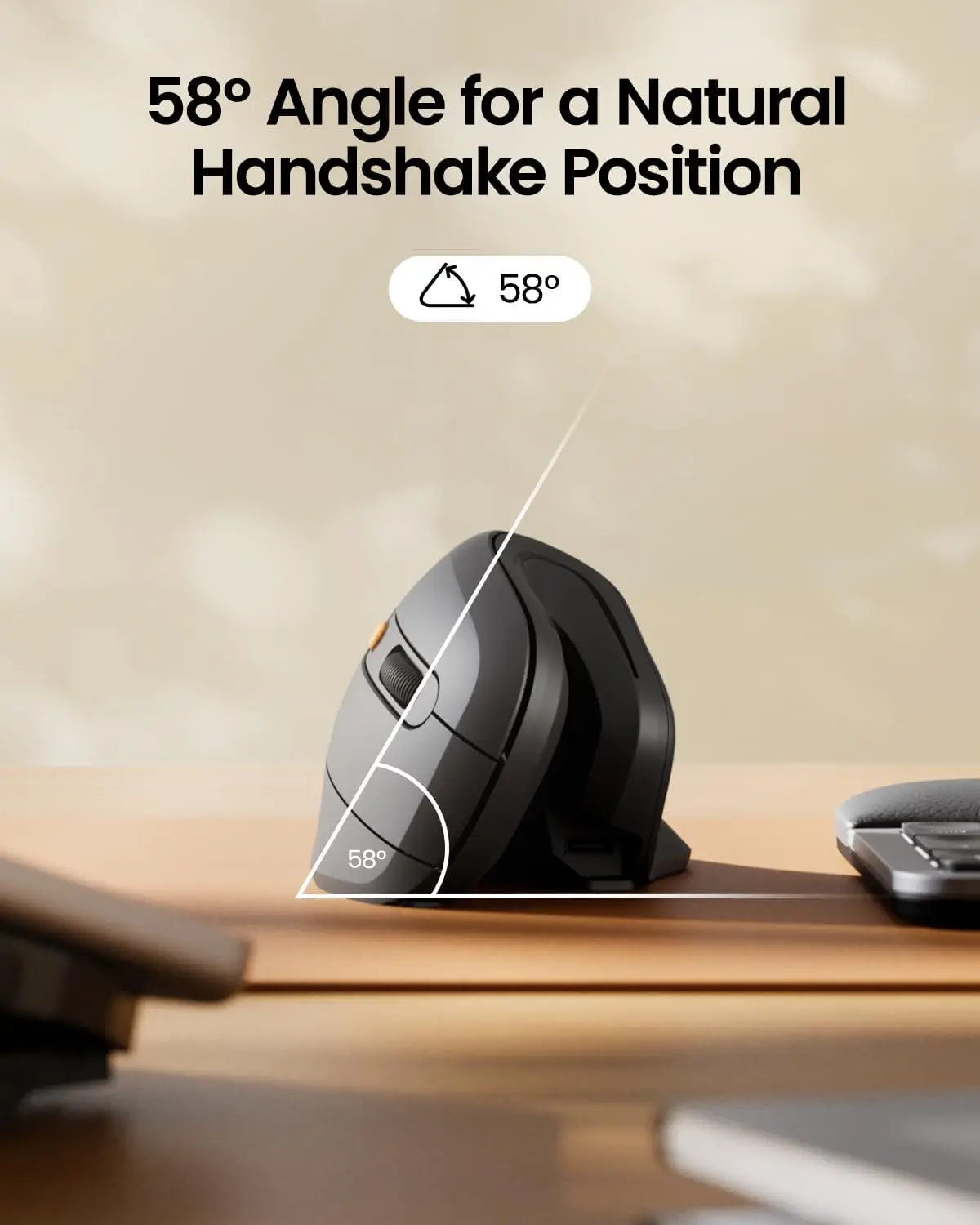 EM11 Ergonomic Vertical Mouse | Wireless Rechargeable Design | Multi-Device Connectivity - Thumbnail 3