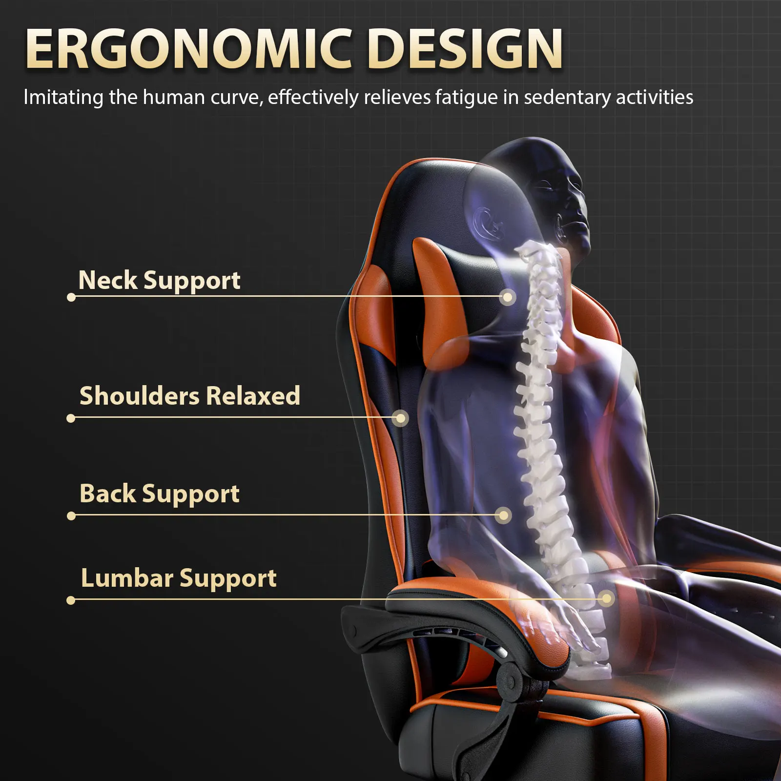 Gamer Chair | PU Leather Video Game Chair for Adults | Office Desk Chair with Footrest - Thumbnail 2