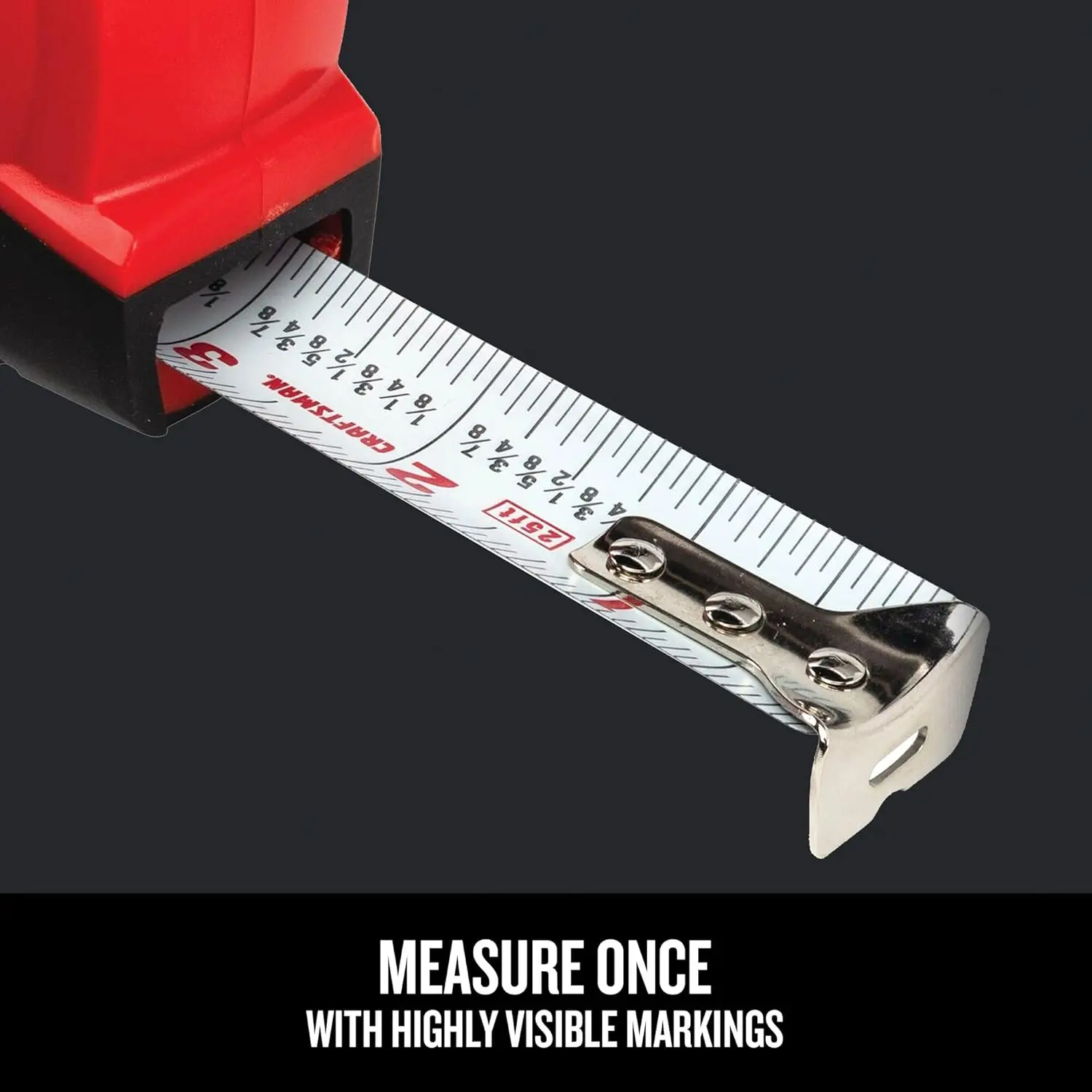 25-Foot Tape Measure | Self-Locking Blade with Fraction Markings for Precision Work - Thumbnail 5