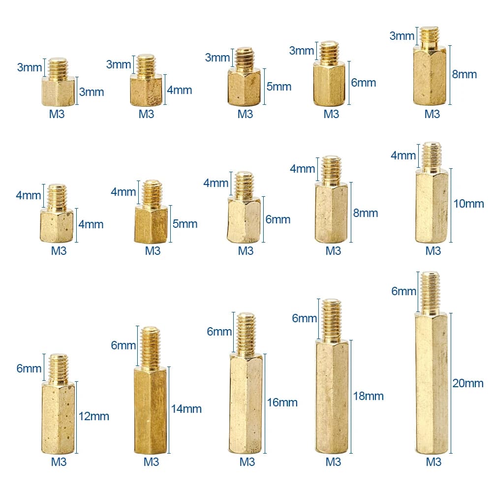 Standoff Spacer Assortment Kit | 300pcs M3 Hex Male-Female Set | PCB Motherboard Pillar Hardware - Thumbnail 4