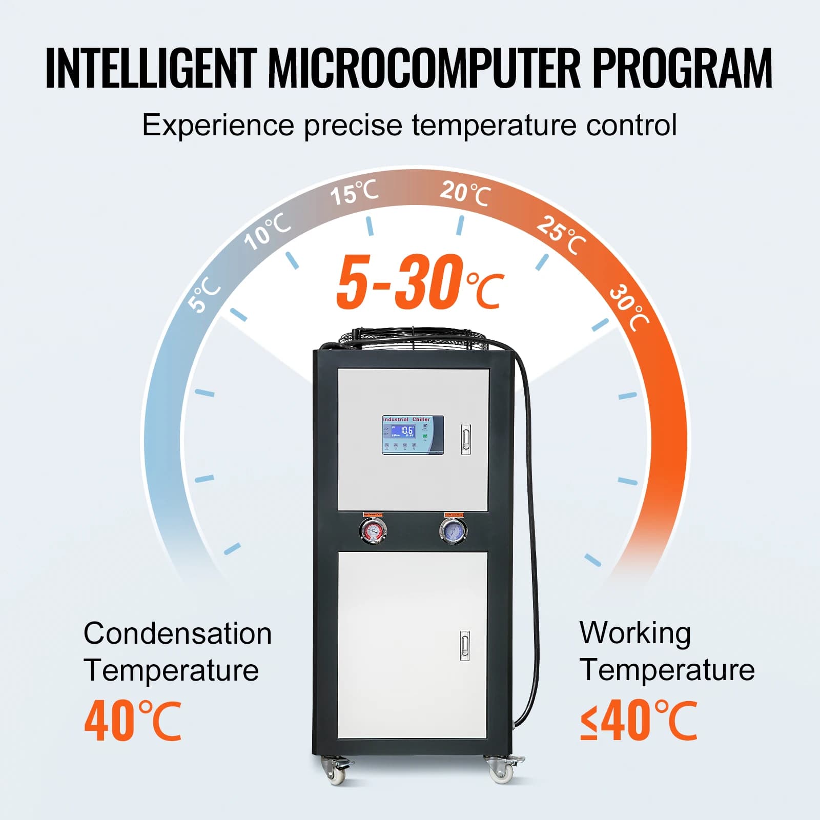 Industrial-Grade 6HP Air-Cooled Water Chiller | 60L Reservoir | Micro-Computer Control for Precision Cooling - Thumbnail 5