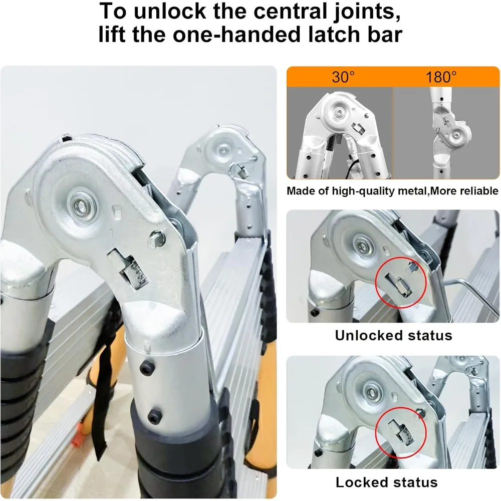 Telescoping Extension Ladder | Type-A Collapsible with Double Balance Bars & Wheels - Thumbnail 5