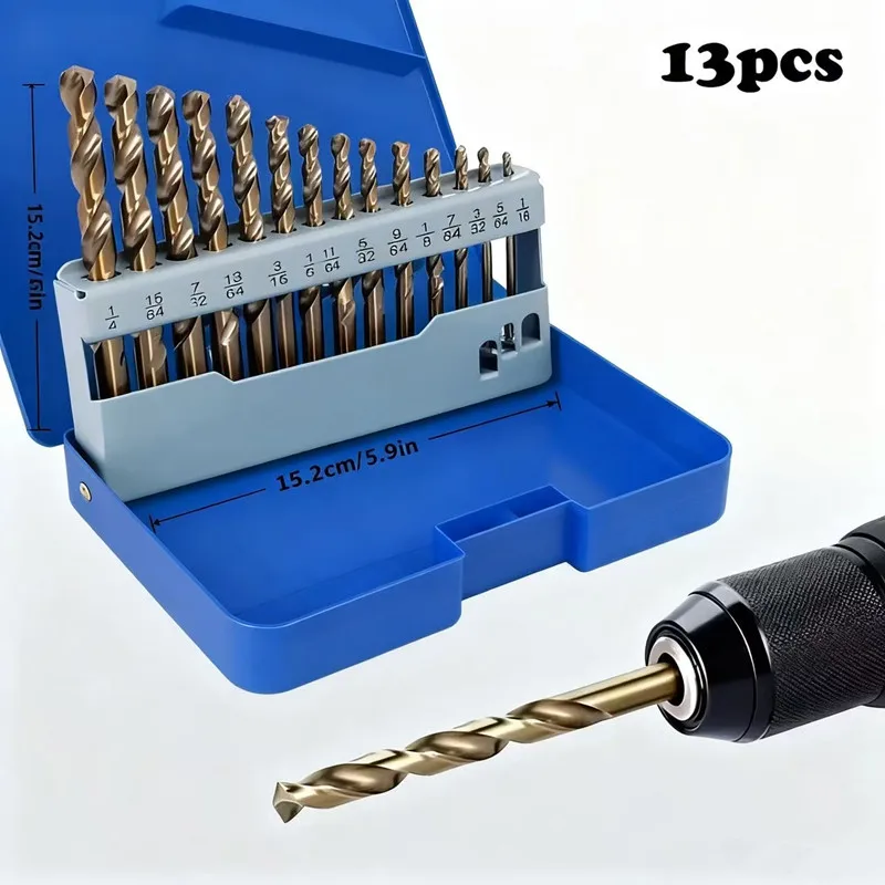 13-Piece Cobalt Drill Bit Set | M35 High-Speed Steel | For Metal, Steel & Wood - Thumbnail 4