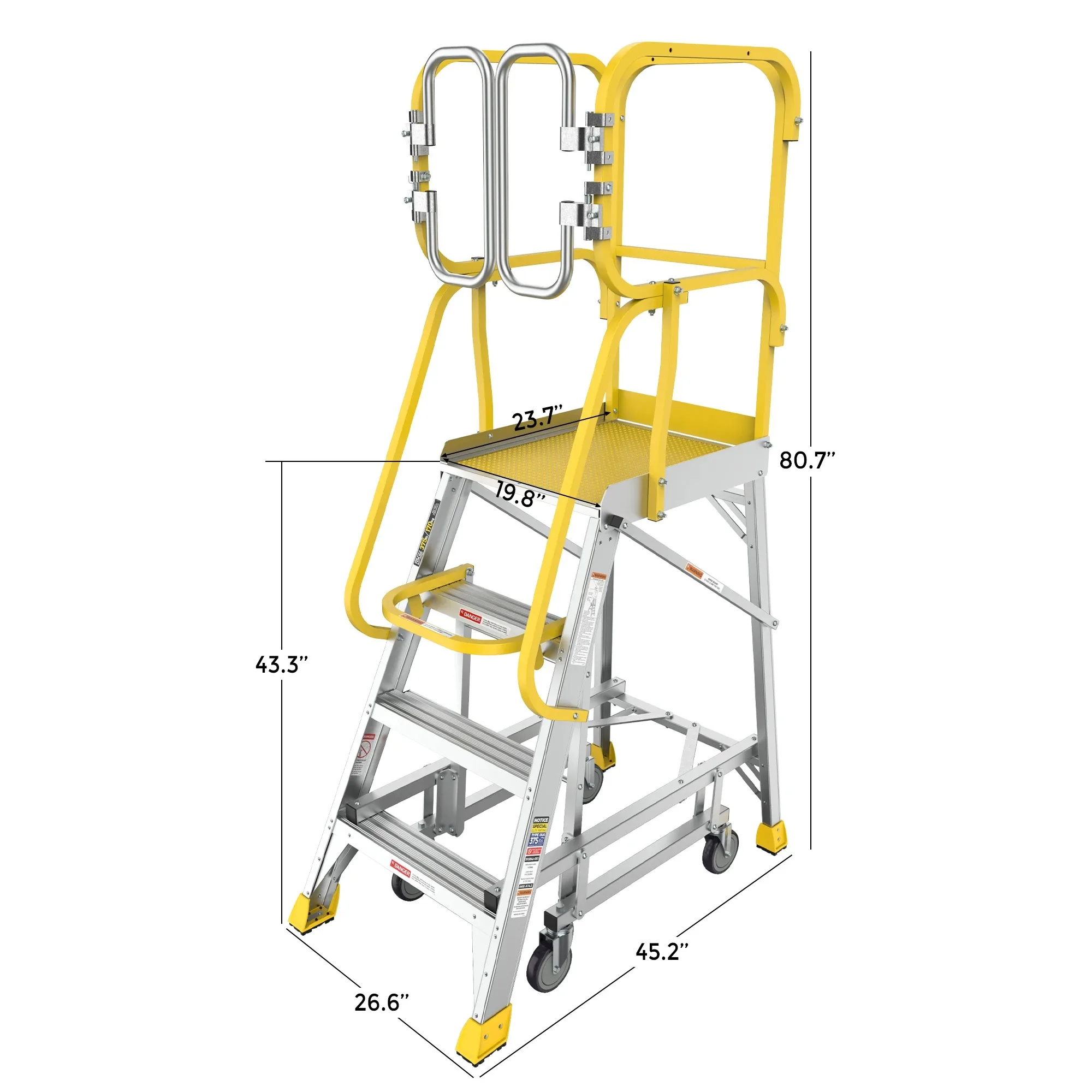 Rolling Platform Ladder | Mobile Work Platform | 170 kg Non-Slip Warehouse Ladder - Thumbnail 2