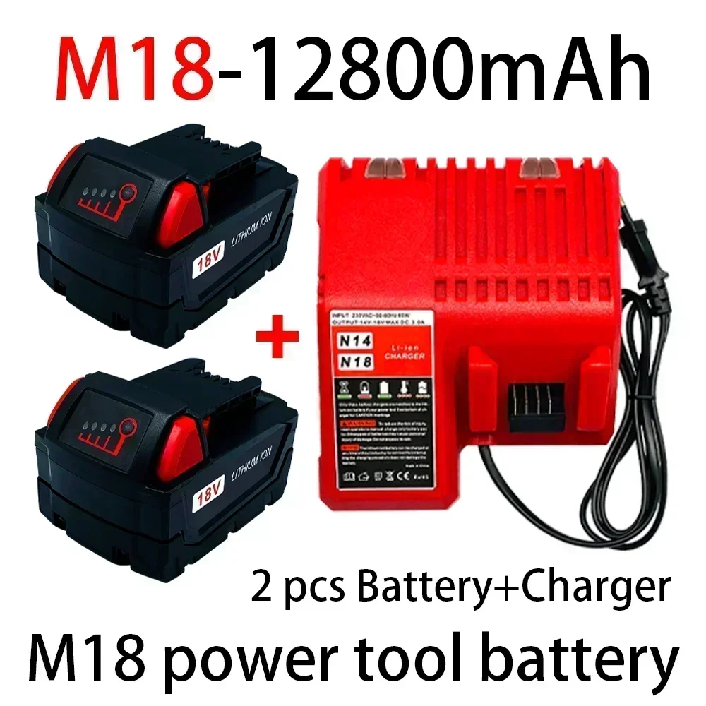 High-Capacity Milwaukee M18 Battery | 12800mAh 18V Power Source | For BR/XC Chargers & M18 Tools - Thumbnail 2