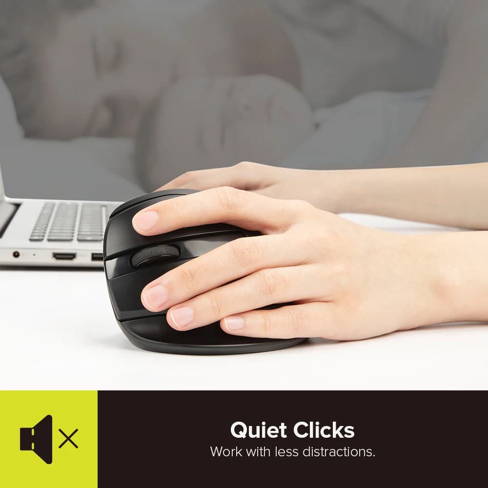 Wireless Vertical Mouse for Small Hands | M618ZD | Silent Click & Rechargeable - Thumbnail 4
