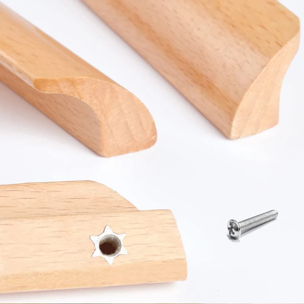 Wood Cabinet Handles | Eco-Friendly Drawer Pulls | Furniture Knob with Mounting Screws - Thumbnail 4