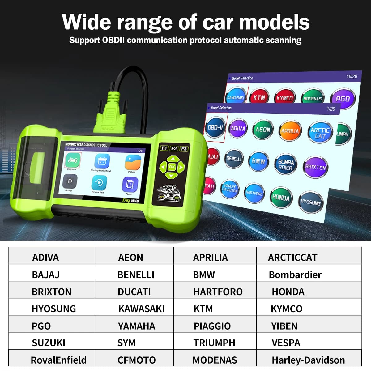 Diagnostic Scanner | OBD2 Moto Tool for BMW, Harley, Honda | Read ABS & Engine Codes - Thumbnail 3