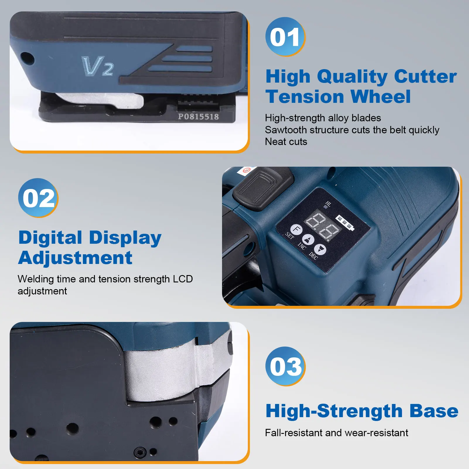 Automatic Strapping Machine | Battery-Powered Tensioner for PP & PET Bands | LCD Display - Thumbnail 5