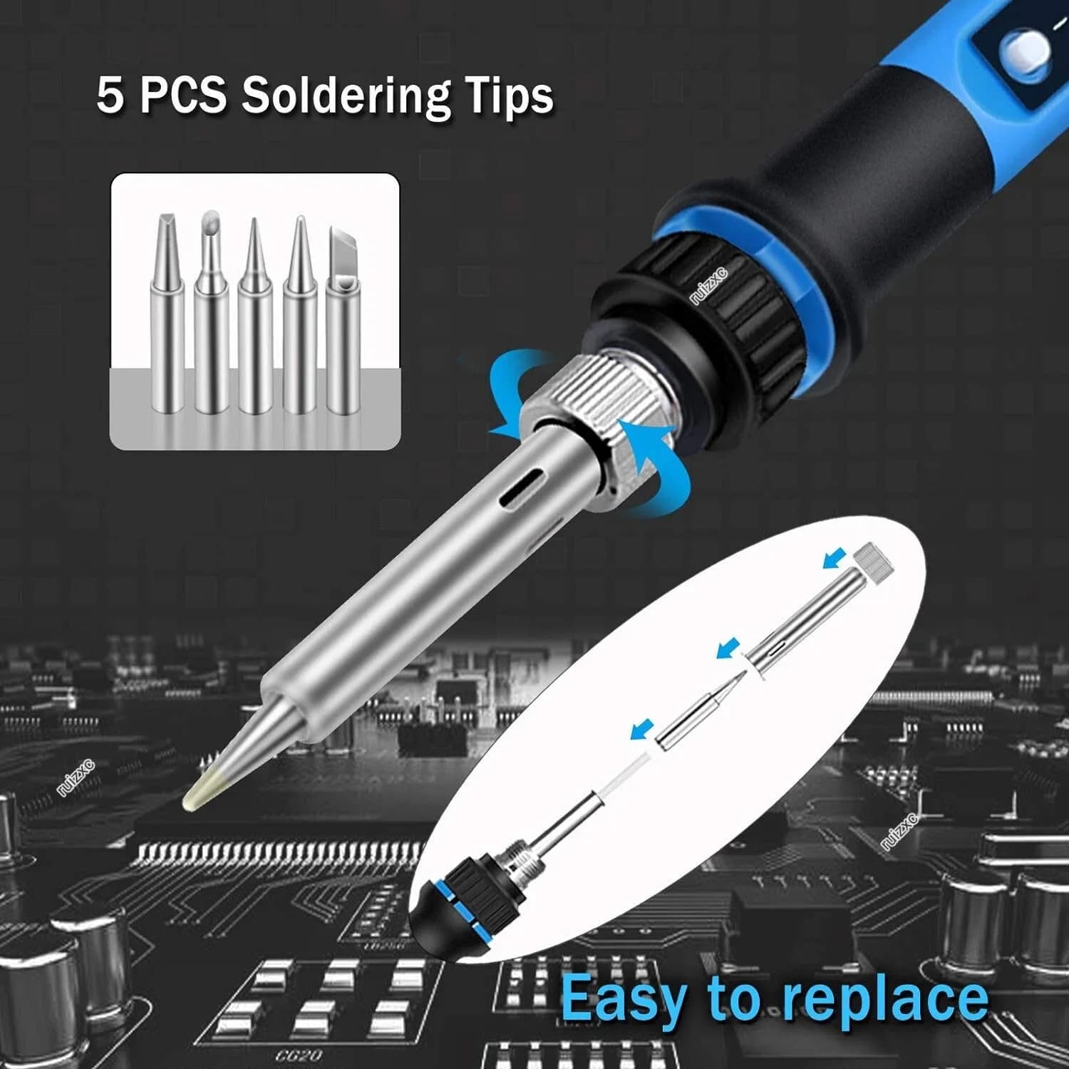 80W Soldering Iron Kit | Adjustable Temperature Control | Precision Repair Tool - Thumbnail 4