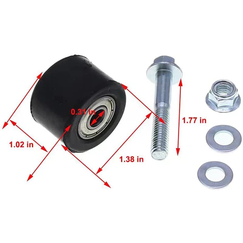 Chain Tensioner Guide Roller | 8mm Slider Pulley Kit | With Mounting Bolt & Gasket - Thumbnail 5