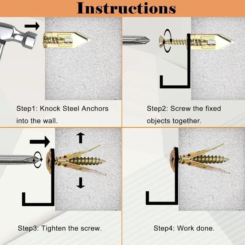 Drilling Drywall Anchors | Easy Application Expansion Bolts | For Gypsum Plasterboard Dowel - Thumbnail 5