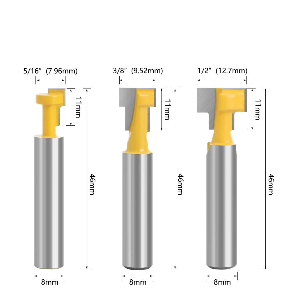 T-Slot Router Bit Set | 8mm Shank Keyhole & Hex Bolt Milling | For Wood & Plastics - Thumbnail 3