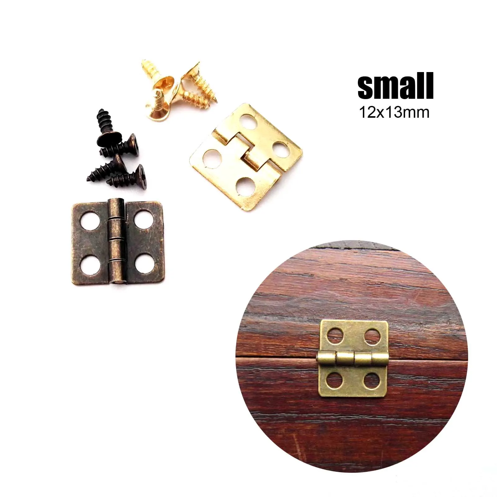 Cabinet Door Hinges | 12pcs 4-Size Set | For Jewelry Chest, Music Box & Dollhouse - Thumbnail 4