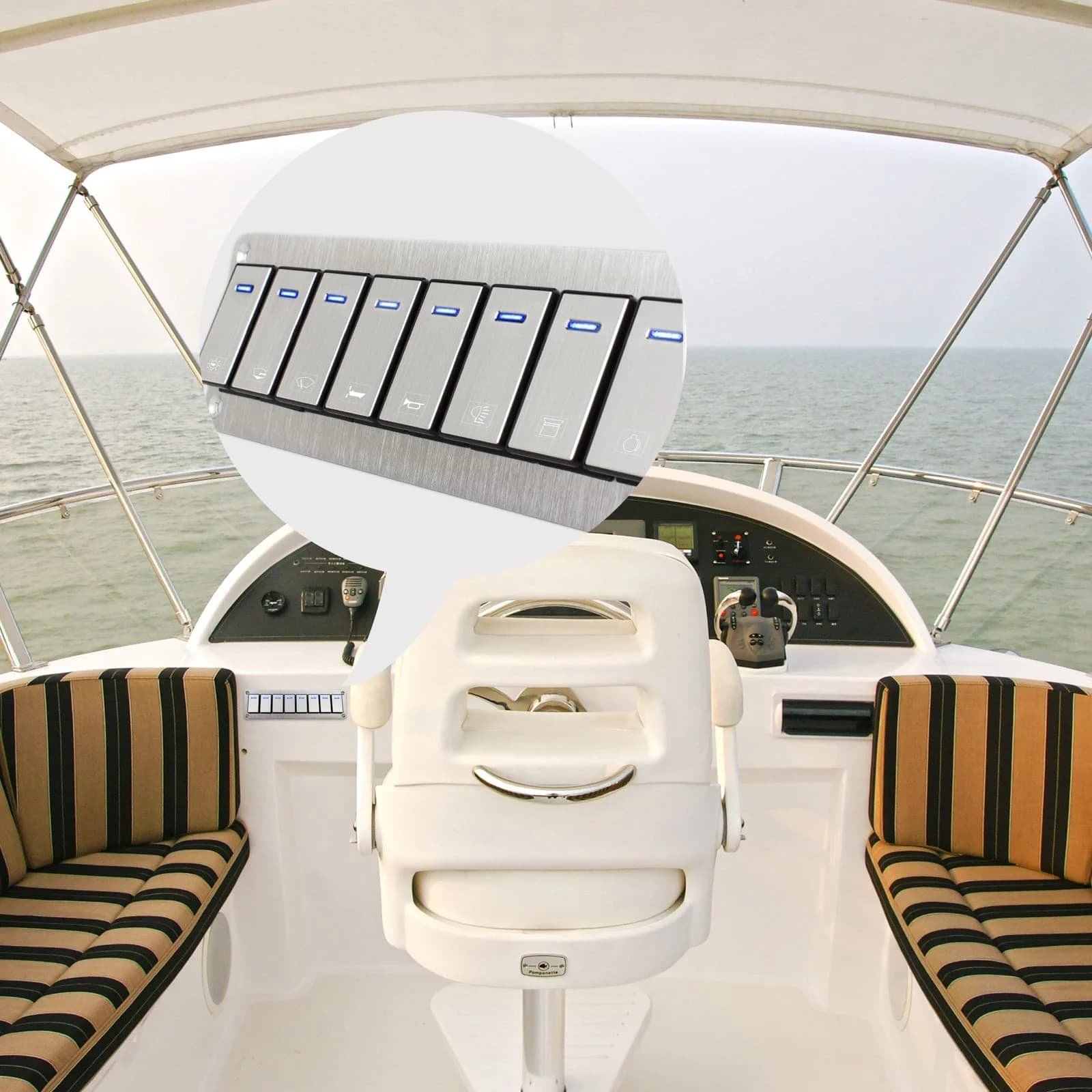 Marine-Grade Rocker Switch Panel | 2-8 Circuit Control | Waterproof Toggle Panel for Boats & RVs - Thumbnail 2