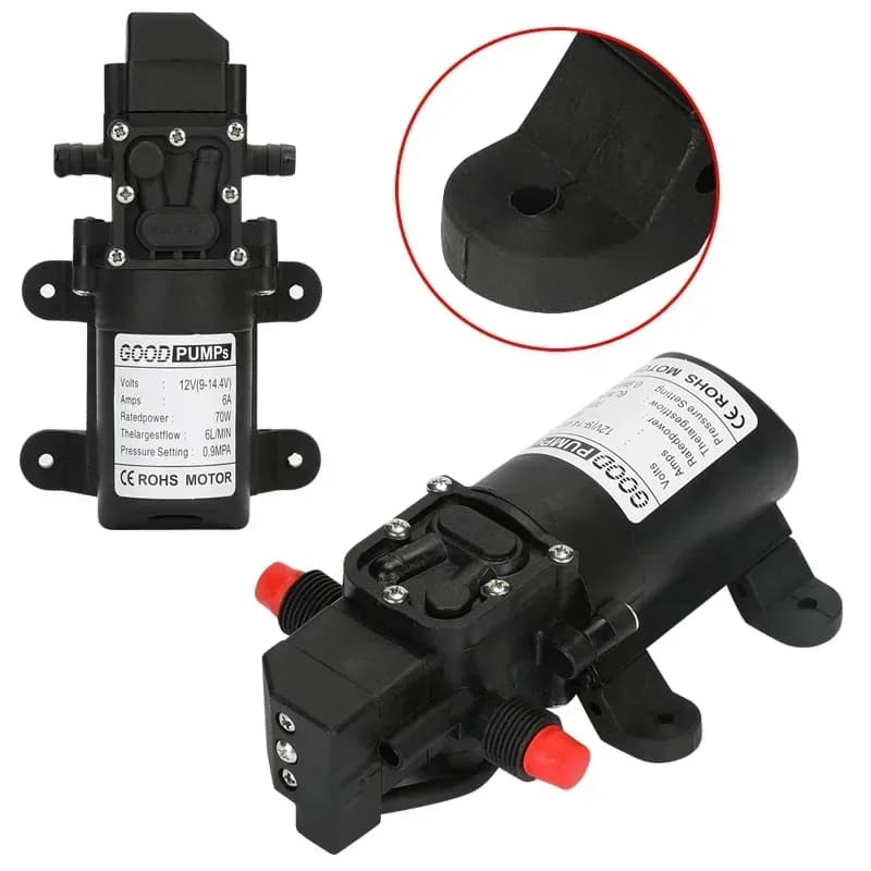12V Automatic Diaphragm Water Pump | 6L/Min Flow & 130PSI | High Pressure Car Wash & Spraying - Thumbnail 2