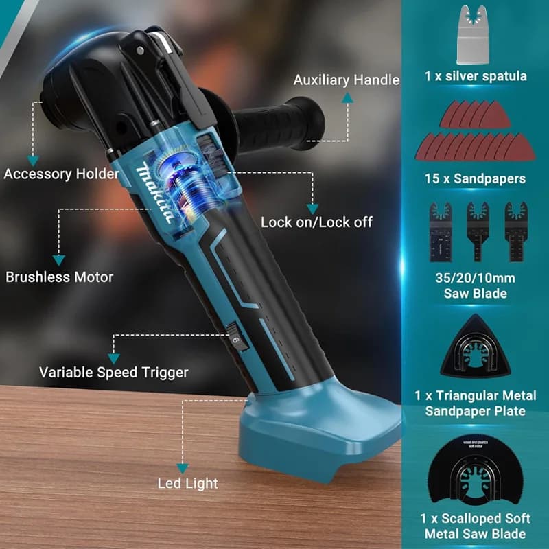 Makita Brushless Oscillating Multi-Tool | Quick-Change System | Professional Renovation & Trimming - Thumbnail 2