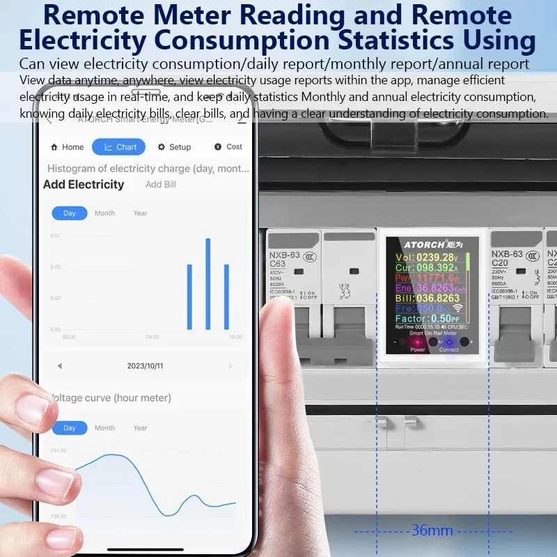 Smart WiFi Energy Monitor | 100A AC Power Meter | Real-Time Voltage & Current Display | GR2PW - Thumbnail 7