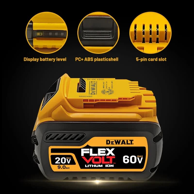 Original dewalt flexvolt battery 20V/60V 2AH/5AH/6AH/9AH  DEWALT,, DCB606 DCB182 DCB205,DCB118 fast charging dewalt 20v battery - Thumbnail 5