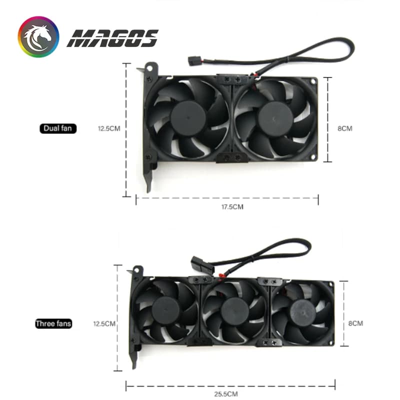 High-Performance GPU Cooling Fan | Dual & Triple 80mm Fan Options | 3-Pin & Molex 4-Pin Compatibility - Thumbnail 2