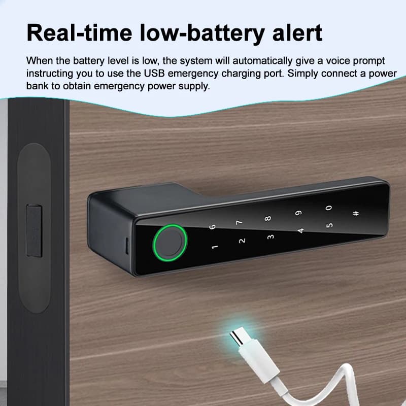 Fingerprint Door Lock | Keypad, IC Card & Biometric Entry | Keyless Handle for Indoor Security - Thumbnail 5