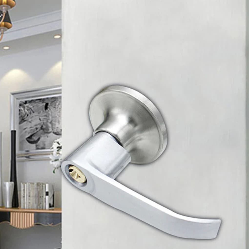 Alloy Lever Door Handle Lock | Keyed Entry for Front Doors | Passage Interior Bedroom Gate - Thumbnail 5