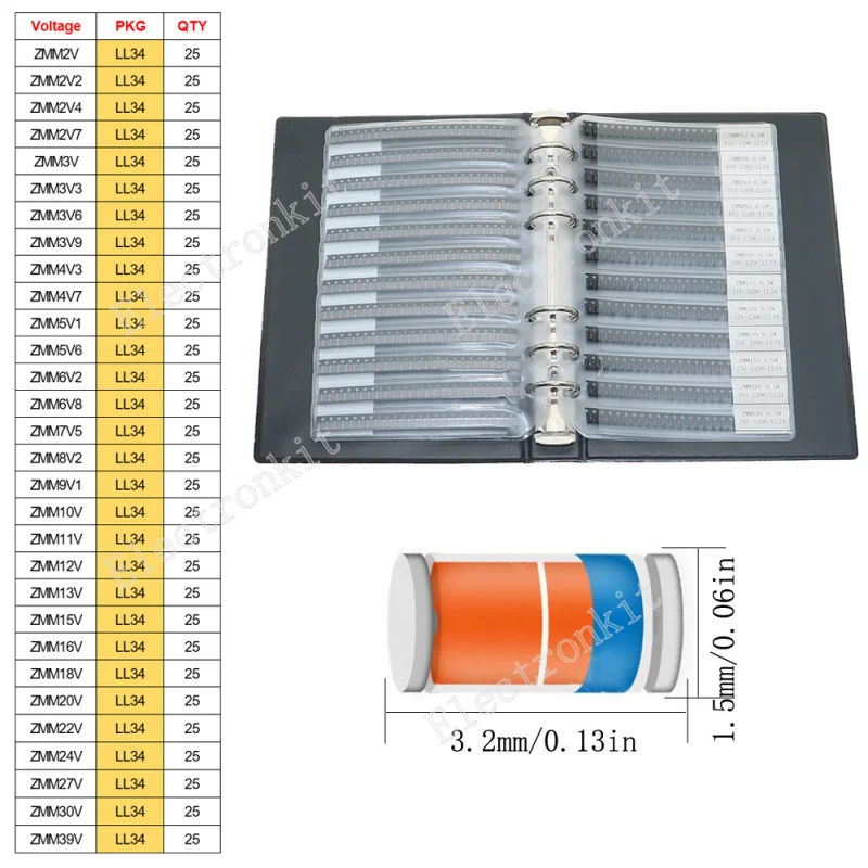 Diode Assortment Kit | Fast-Switching Schottky & Zener Diodes | 1N4007, 1N4148, 1N5819 - Thumbnail 5