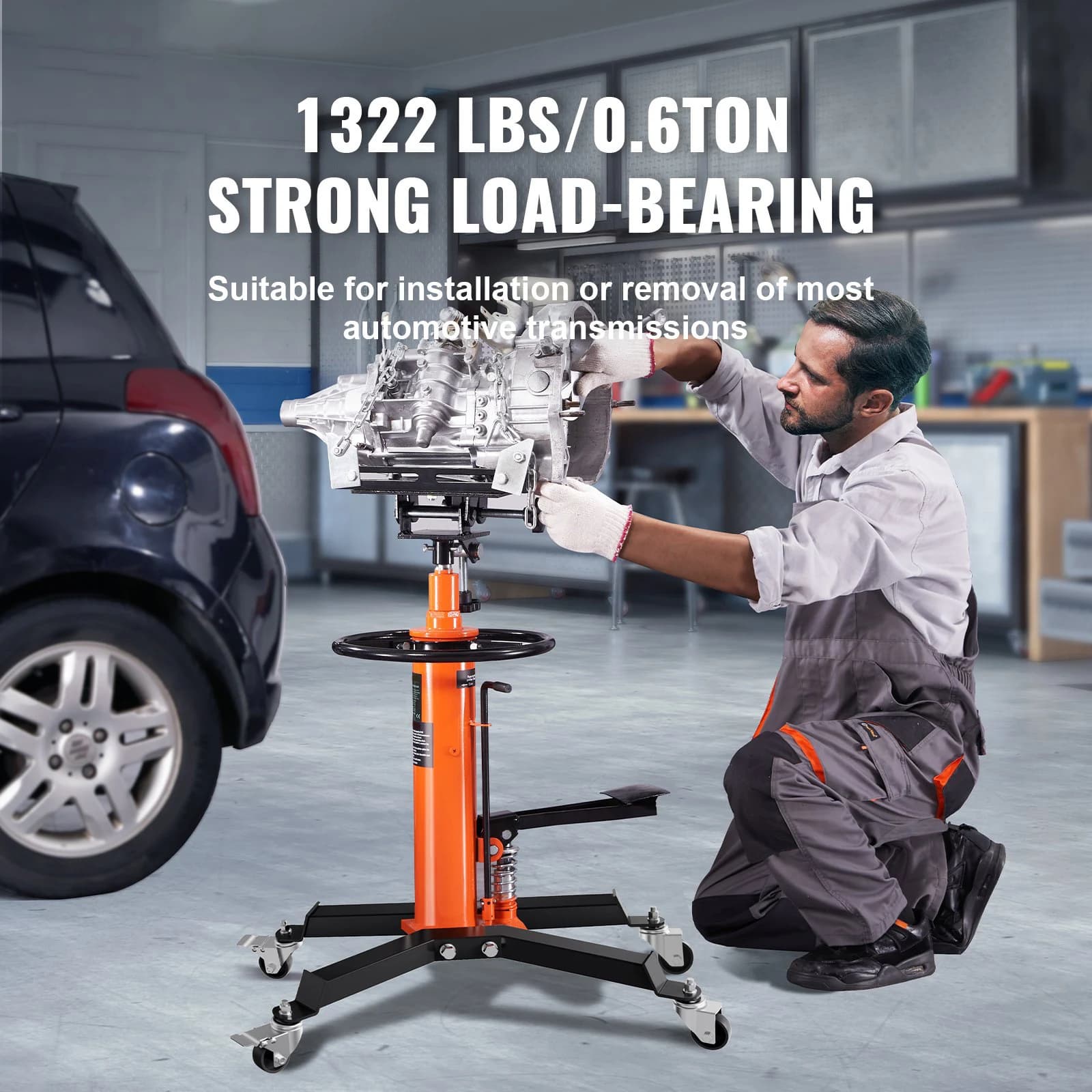 Hydraulic Transmission Jack | 1322 lb Capacity | Telescoping Lift for Auto Repair - Thumbnail 2