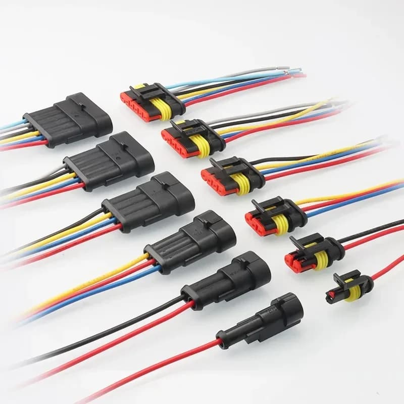 HID Waterproof Connector Kit | 1-6 Pin Automotive Harness Plugs with 15cm Cable - Image 1
