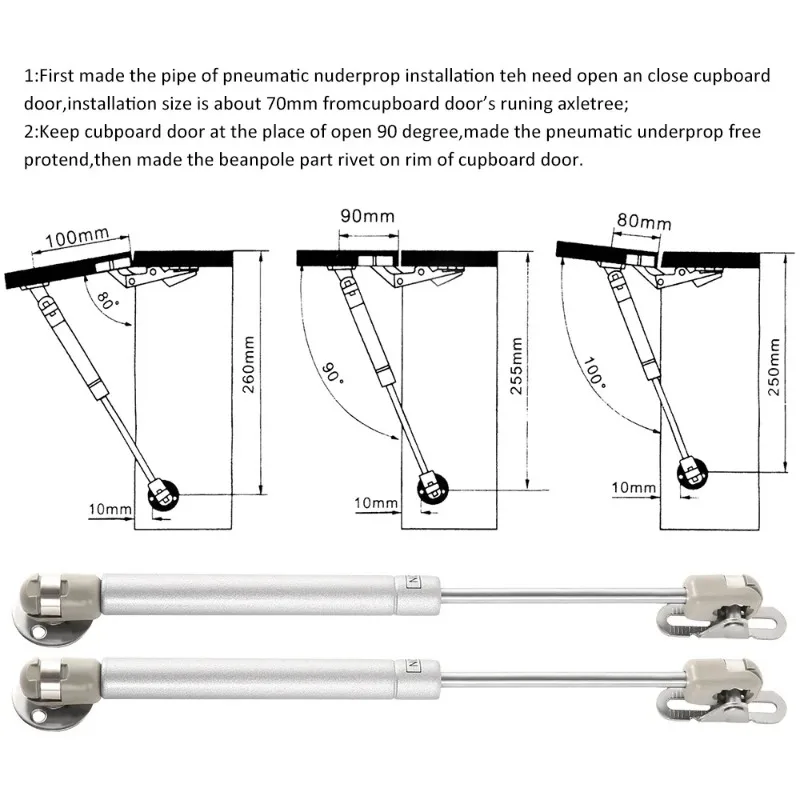 Hydraulic Gas Springs | 20N-150N Force | Kitchen Cabinet Door Lift Supports - Thumbnail 3