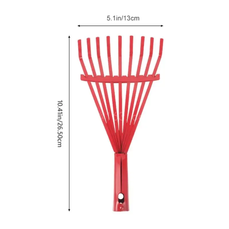 Steel Hand Grass Rake | 9-Tooth Wire Broom Design | Leaf Cleaning & Garden Maintenance - Thumbnail 2