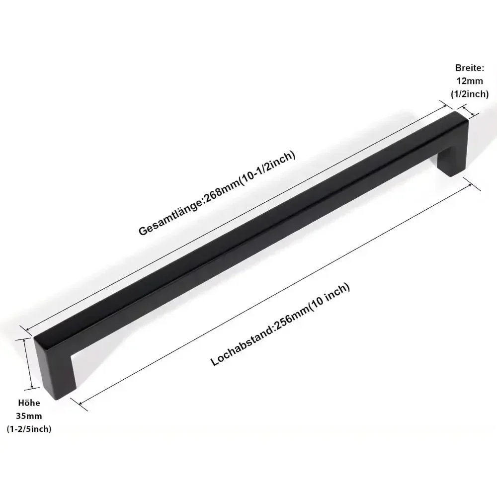 Steel Square Cabinet Handles | 6-Pack Multi-Size Set | 64mm to 256mm Drawer Pulls - Thumbnail 4