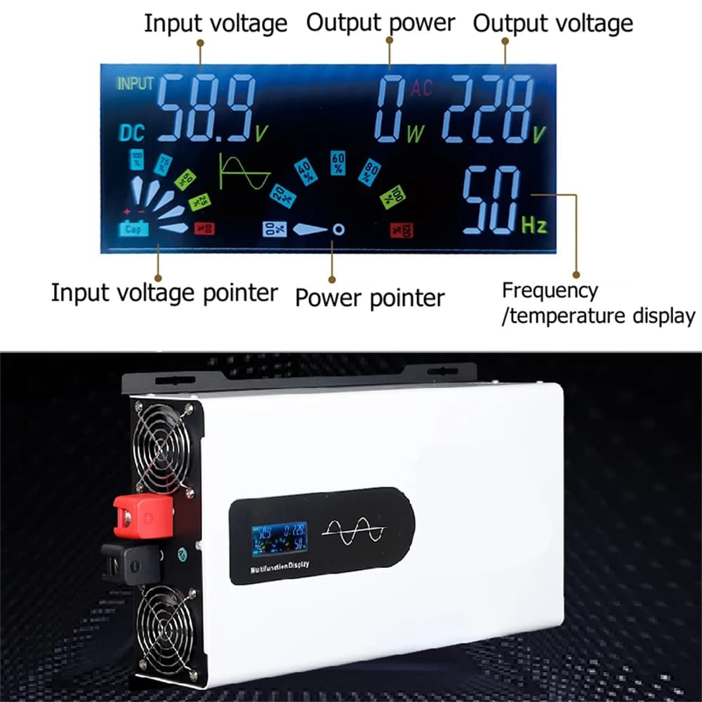 8000W Pure Sine Wave Power Inverter | 24V/48V/60V/72V DC to 110V AC | RV & Off-Grid Power Supply - Thumbnail 4
