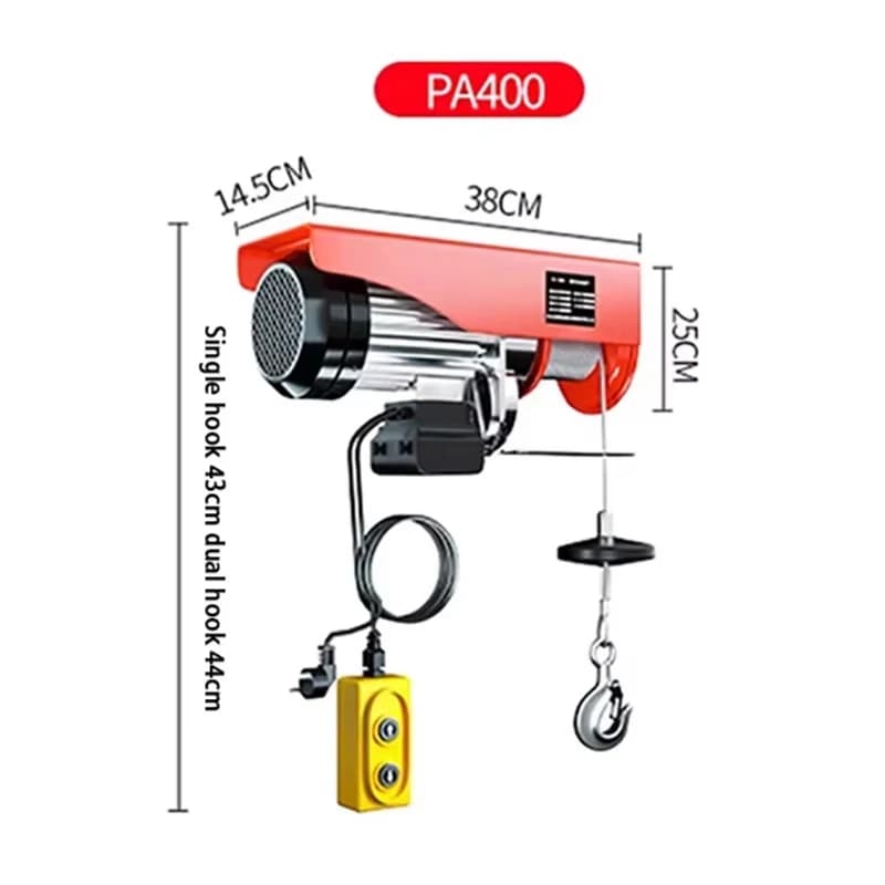 220V Electric Hoist | 100-400kg Heavy-Duty Lift | Compact Home & Workshop Crane - Thumbnail 4