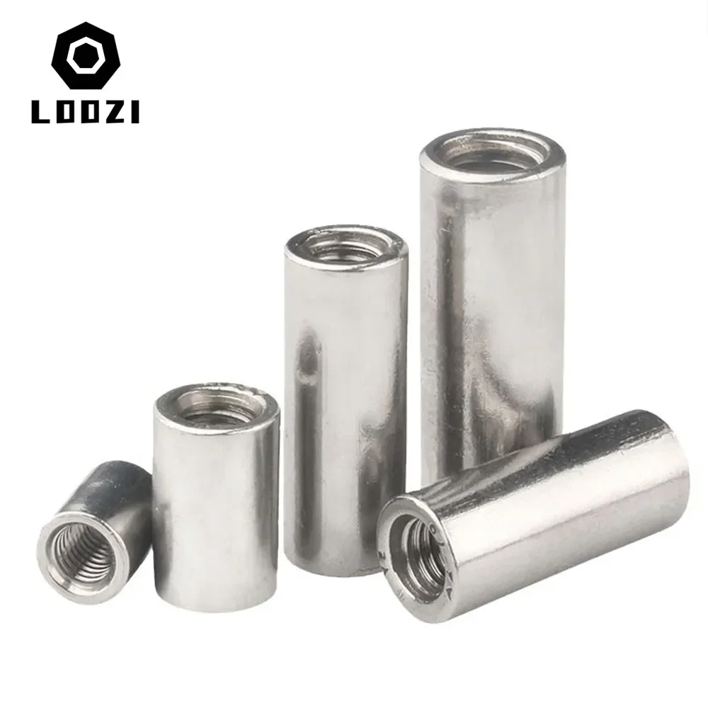M3-M16 304 Stainless Steel Extension Coupling Nuts | Thickened Round Column Design | Extended Cylindrical Connector - Thumbnail 2