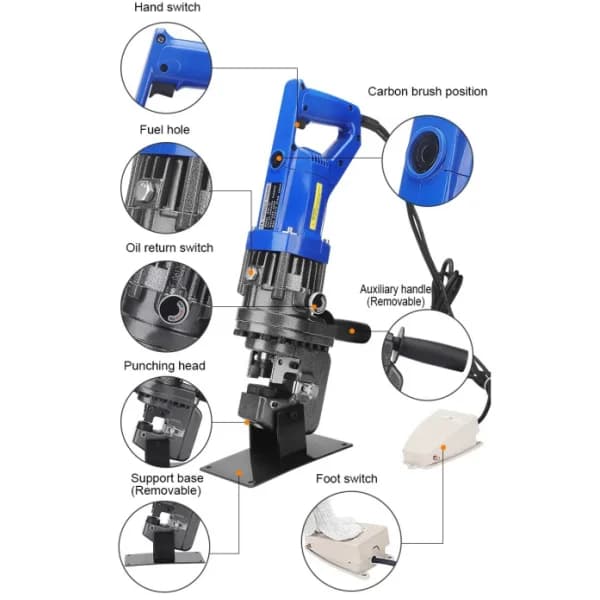 Hydraulic Punch Press | Portable Steel & Angle Iron Fabrication Tool | MHP-20 Model - Thumbnail 3
