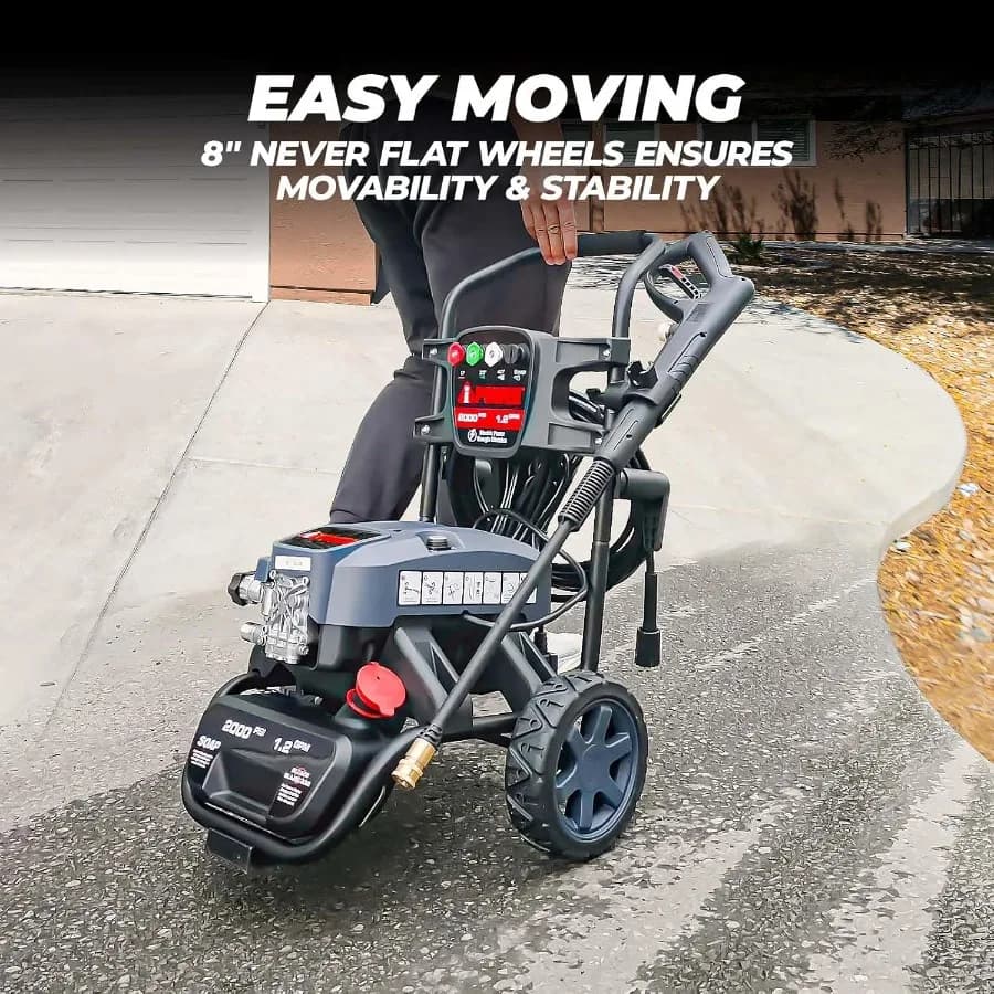 Electric Pressure Washer | 2000 PSI 1.2 GPM with Soap Tank | 5 Quick Connect Nozzles - Thumbnail 3