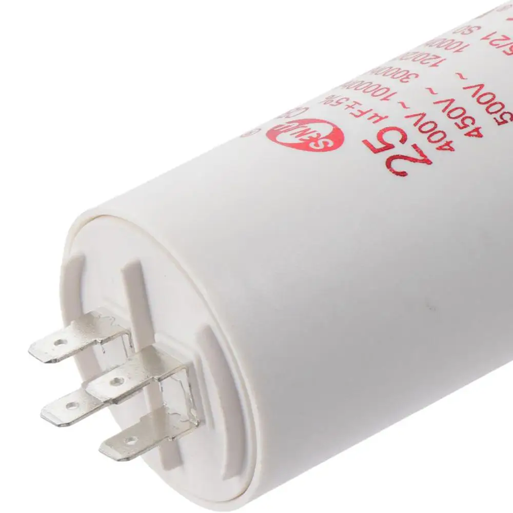 CBB60 Run Capacitor 25uF 450V AC Double Insert 50/60Hz Cylinder 73x44mm White for Air Compressor Water Pump Motor - Thumbnail 6