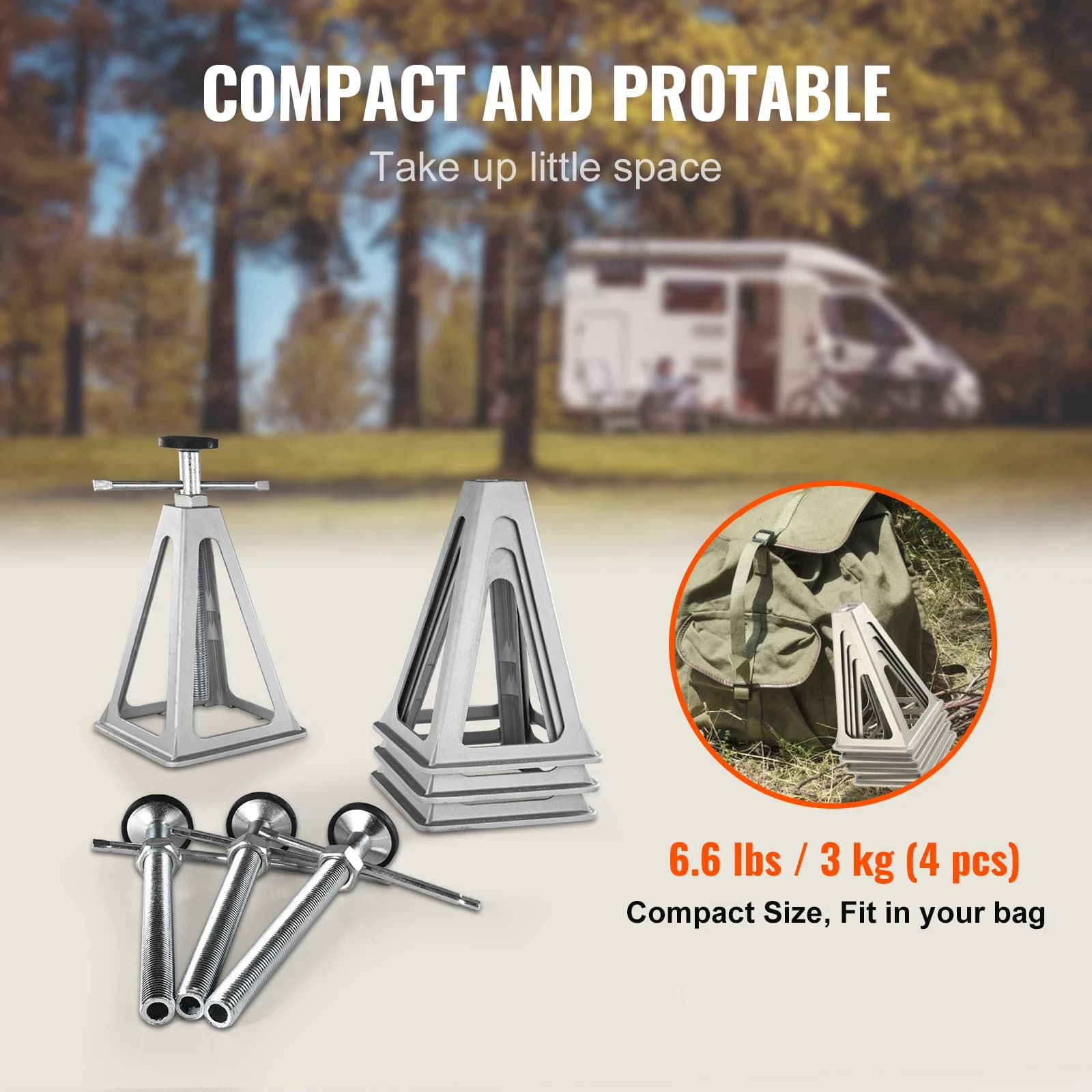 Heavy-Duty RV Leveling Jacks | 4-Pack Aluminum Stabilizers | 6000 lb Capacity - Thumbnail 5