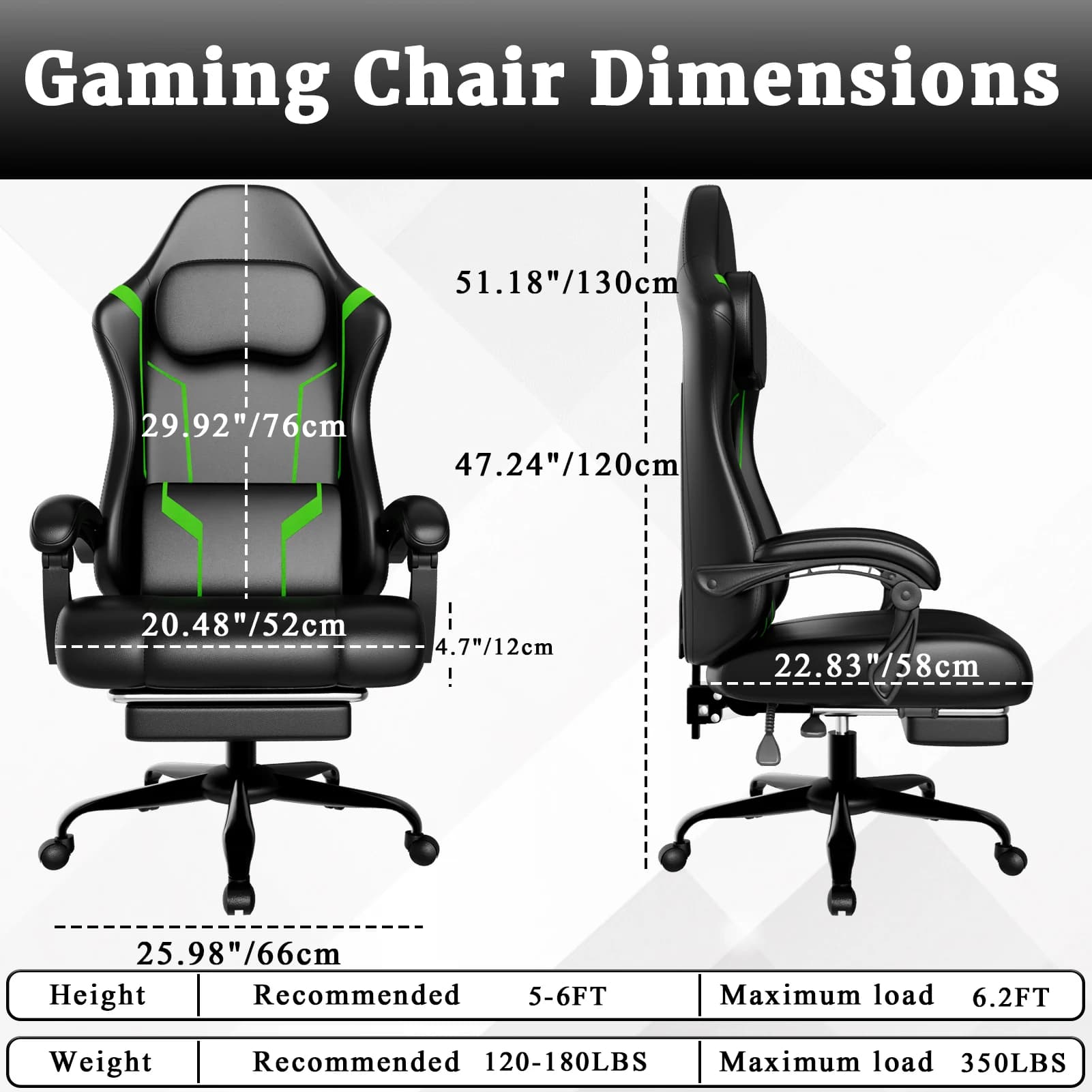 Gaming Chair with Pocket Spring Pad | Height Adjustable Ergonomic Chair | Includes Footrest - Thumbnail 2