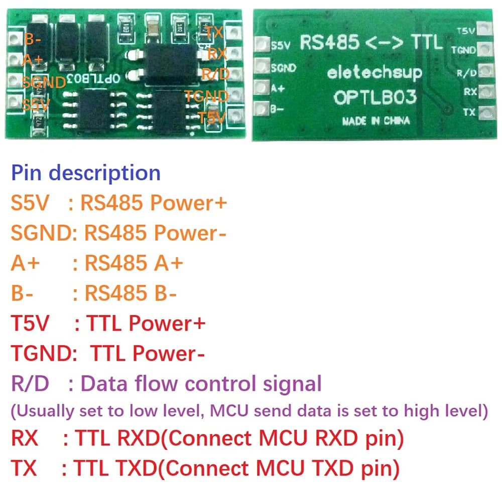 RS485 to TTL UART Converter | Industrial-Grade Isolation & Surge Protection for PLC & MCU - Thumbnail 6