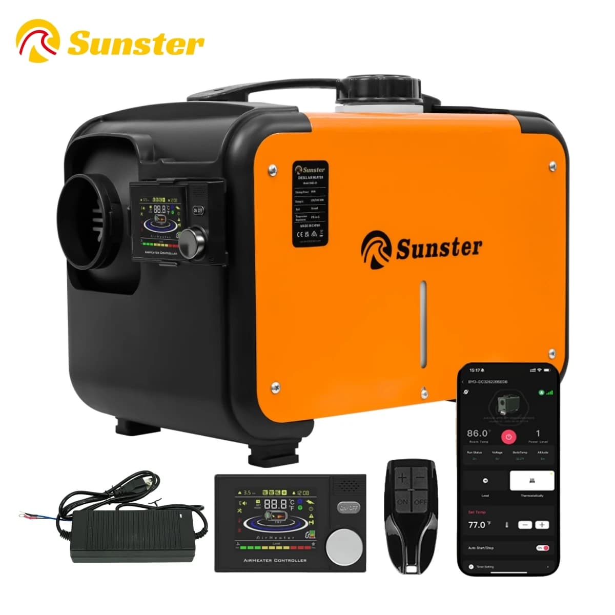 Pro-Series 8KW Diesel Parking Heater | 12V/24V/220V Multi-Voltage | Bluetooth App Control for RV & Home - Thumbnail 2