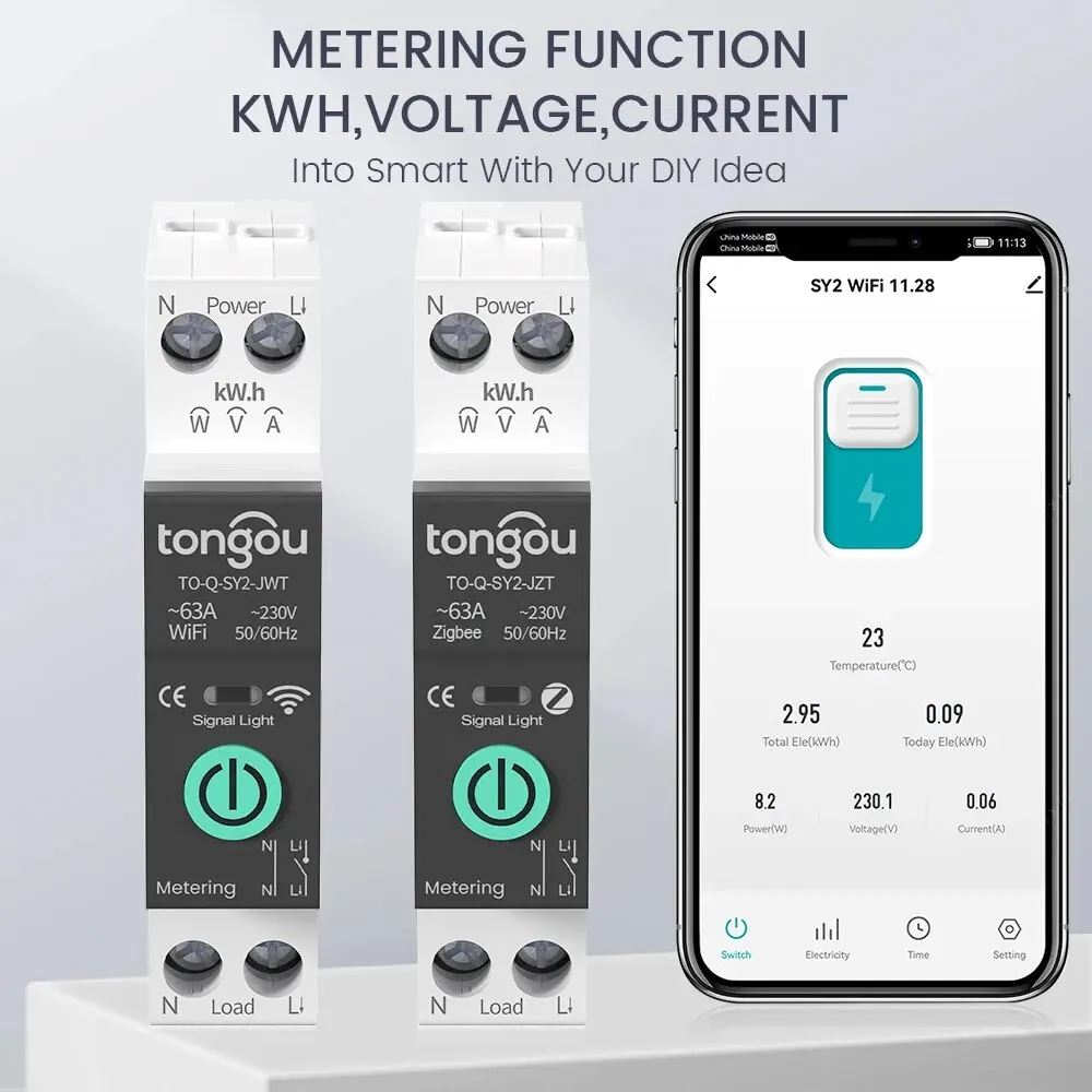 TUYA WiFi/ZigBee MCB Smart Circuit Breaker Over Current Under Voltage Protection Power Metering 1-63A Remote Control Switch - Thumbnail 4