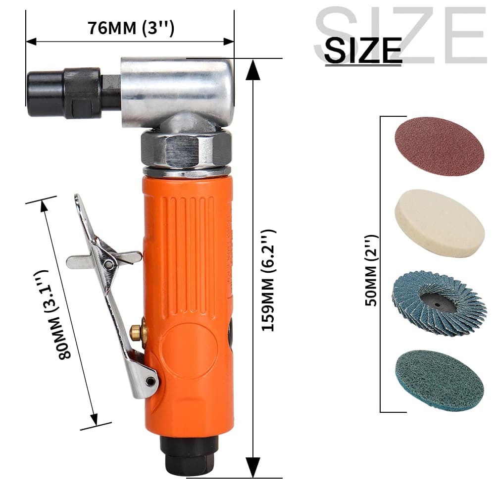 90° Angle Die Grinder | 1/4 Collet | Compact Air Tool for Precision Grinding & Polishing - Thumbnail 3