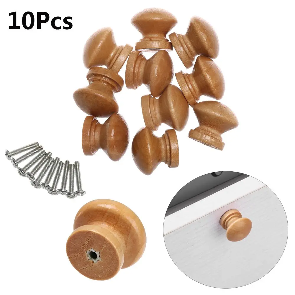 Wooden Cabinet Knobs | 10pcs Round Drawer Handles | Wardrobe & Furniture Door Pulls - Thumbnail 6