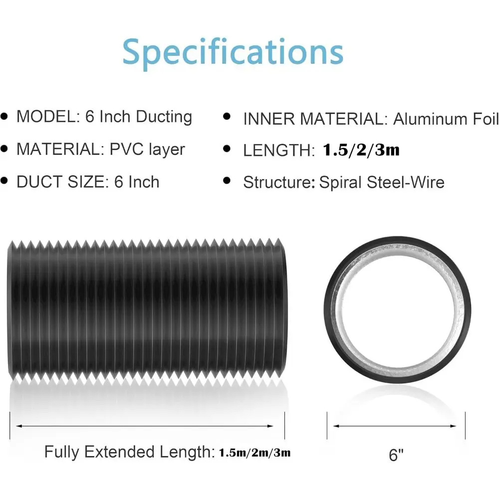 Heavy-Duty 6-Inch Insulated Dryer Vent Hose | Flexible Aluminum Ducting for Heating & Cooling - Thumbnail 5