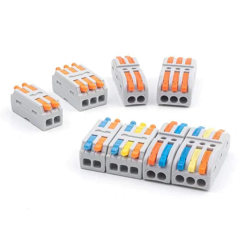 10PCS 2-in 2-out Quick Wire Connector with levers for secure electrical connections, ideal for LED strip lights and compact wiring projects.